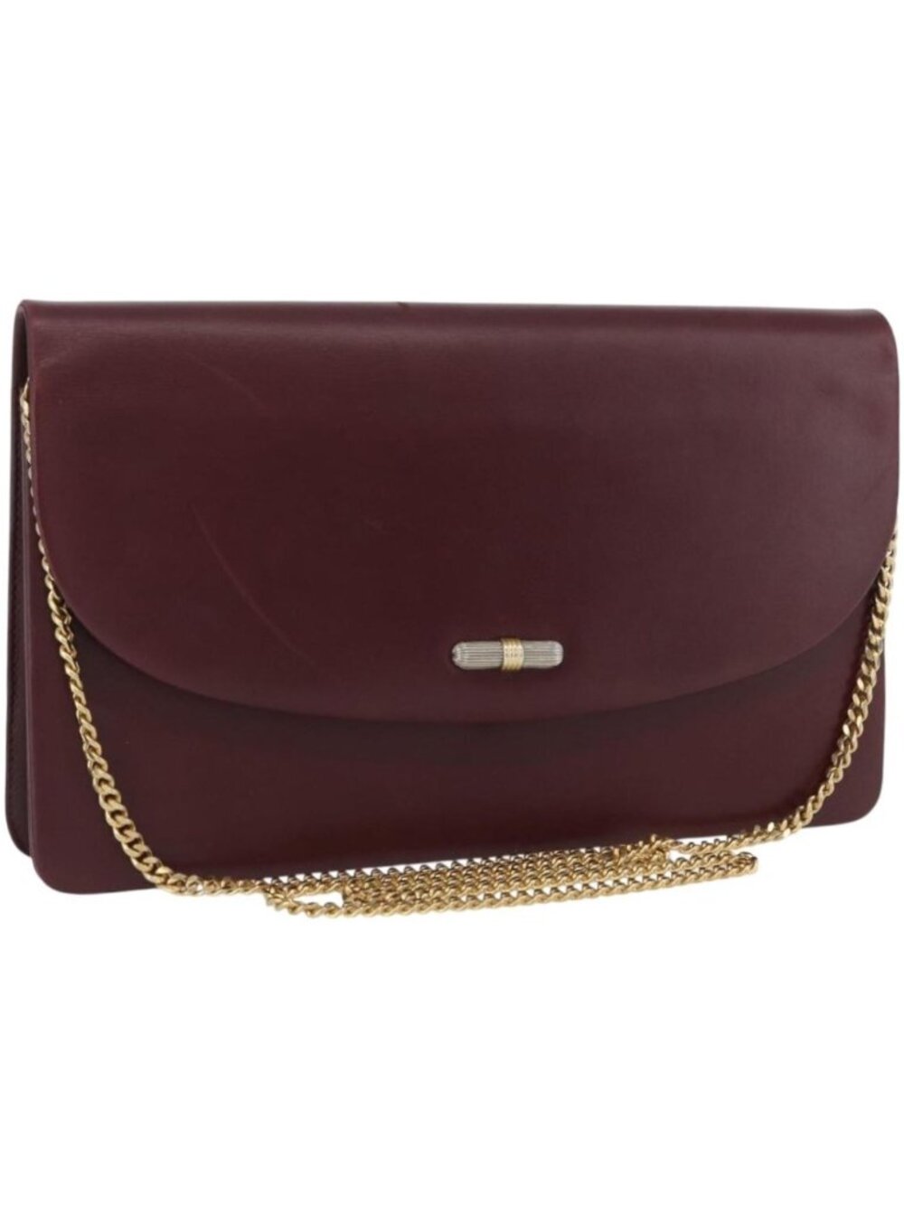 Christian Dior Chain Shoulder Bag Leather Bordeaux Gold